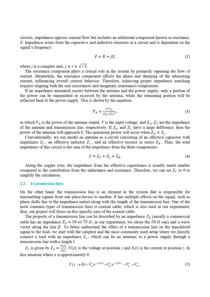 the design of an impedance matching system for a small rf antenna page 0003