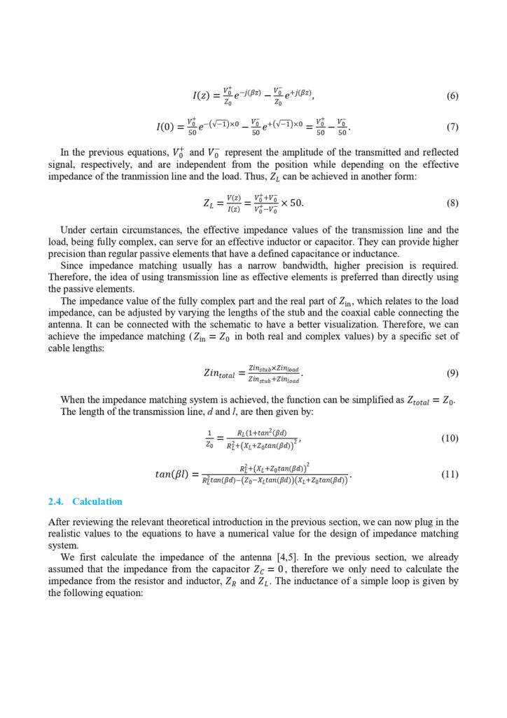 the design of an impedance matching system for a small rf antenna page 0004