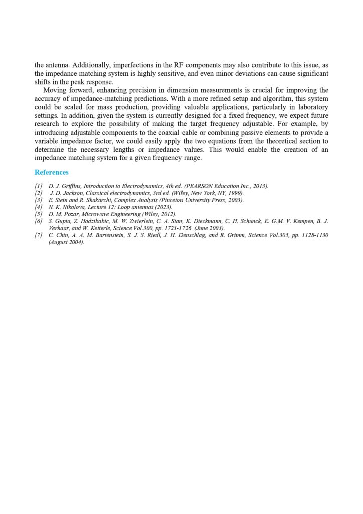 the design of an impedance matching system for a small rf antenna page 0012